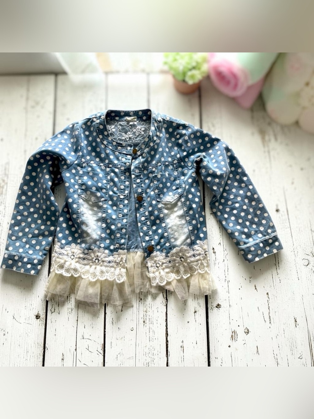 Girls Polka Dot w/ Lace Jacket Size 6